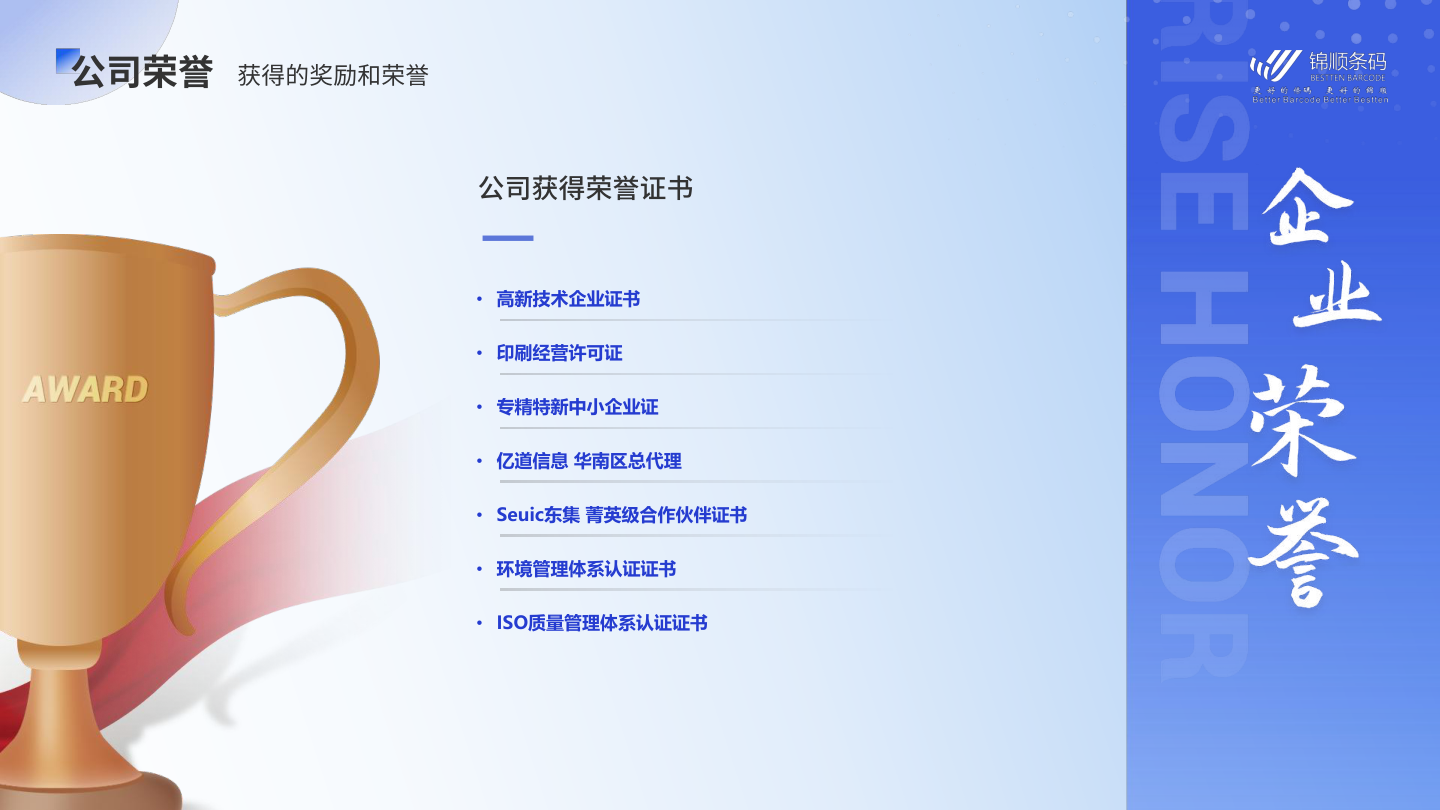 锦顺条码-2026企业资质荣誉
